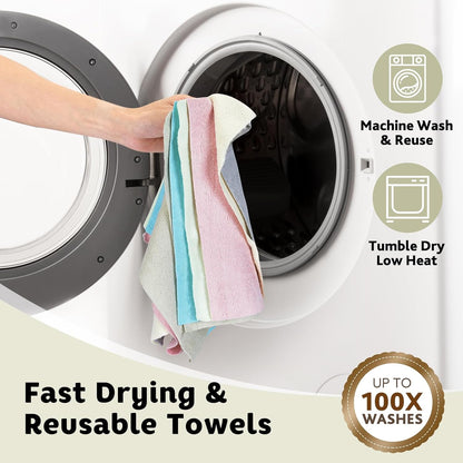 Matthew Microfiber Cleaning Cloth Roll 72Pack (12" x 12") Reusable Paper Towels&Washable Tear Away Towels,Ultra Water Absorbent Lint&Streak Free Cleaning Rags for Glass,Dishwash,Bathroom,Cars-Yellow