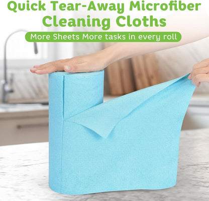 Matthew Microfiber Cleaning Cloth Roll 72Pack (12" x 12") Reusable Paper Towels&Washable Tear Away Towels,Ultra Water Absorbent Lint&Streak Free Cleaning Rags for Glass,Dishwash,Bathroom,Cars-Yellow