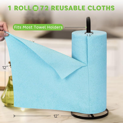Matthew Microfiber Cleaning Cloth Roll 72Pack (12" x 12") Reusable Paper Towels&Washable Tear Away Towels,Ultra Water Absorbent Lint&Streak Free Cleaning Rags for Glass,Dishwash,Bathroom,Cars-Yellow