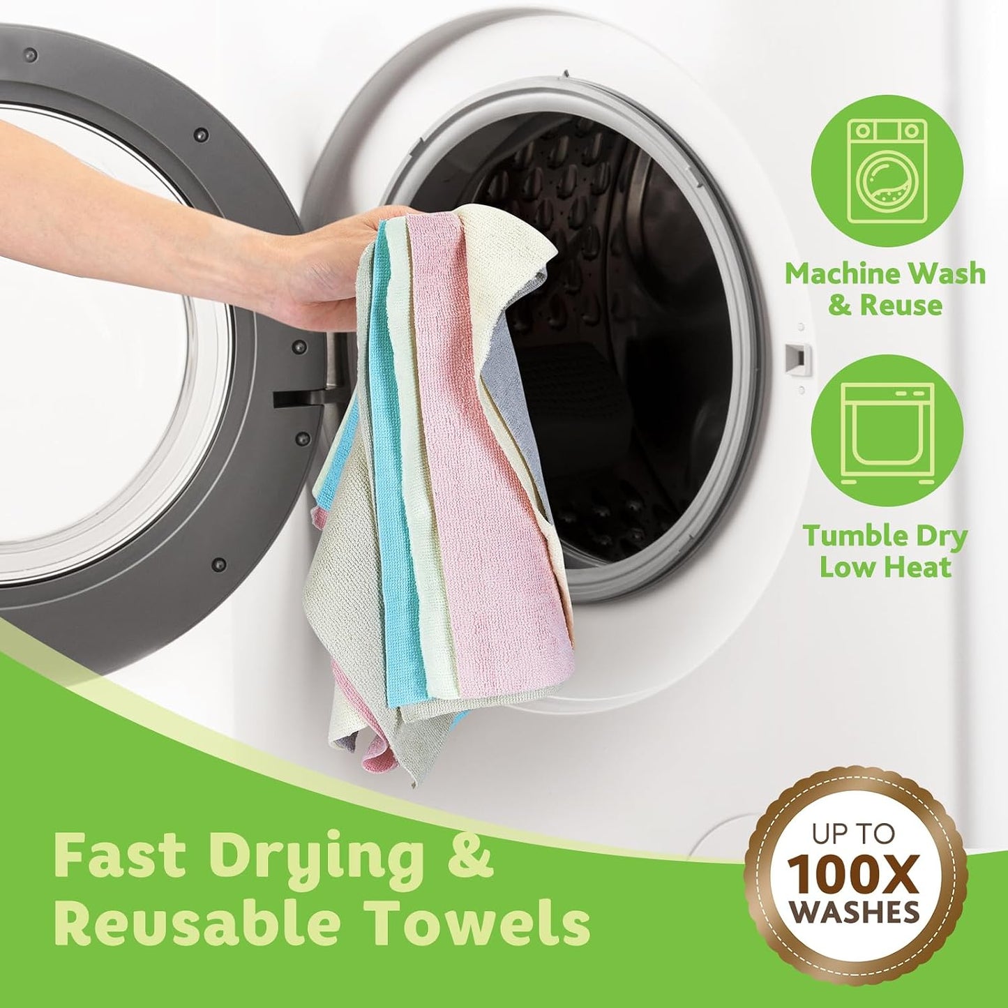 Matthew Microfiber Cleaning Cloth Roll 72Pack (12" x 12") Reusable Paper Towels&Washable Tear Away Towels,Ultra Water Absorbent Lint&Streak Free Cleaning Rags for Glass,Dishwash,Bathroom,Cars-Yellow
