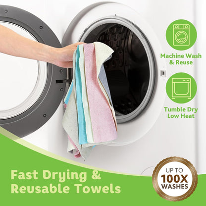 Matthew Microfiber Cleaning Cloth Roll 72Pack (12" x 12") Reusable Paper Towels&Washable Tear Away Towels,Ultra Water Absorbent Lint&Streak Free Cleaning Rags for Glass,Dishwash,Bathroom,Cars-Yellow