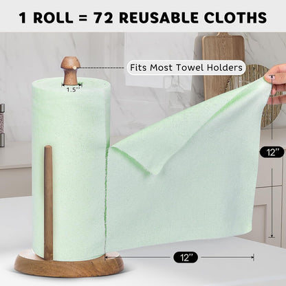 Matthew Microfiber Cleaning Cloth Roll 72Pack (12" x 12") Reusable Paper Towels&Washable Tear Away Towels,Ultra Water Absorbent Lint&Streak Free Cleaning Rags for Glass,Dishwash,Bathroom,Cars-Yellow
