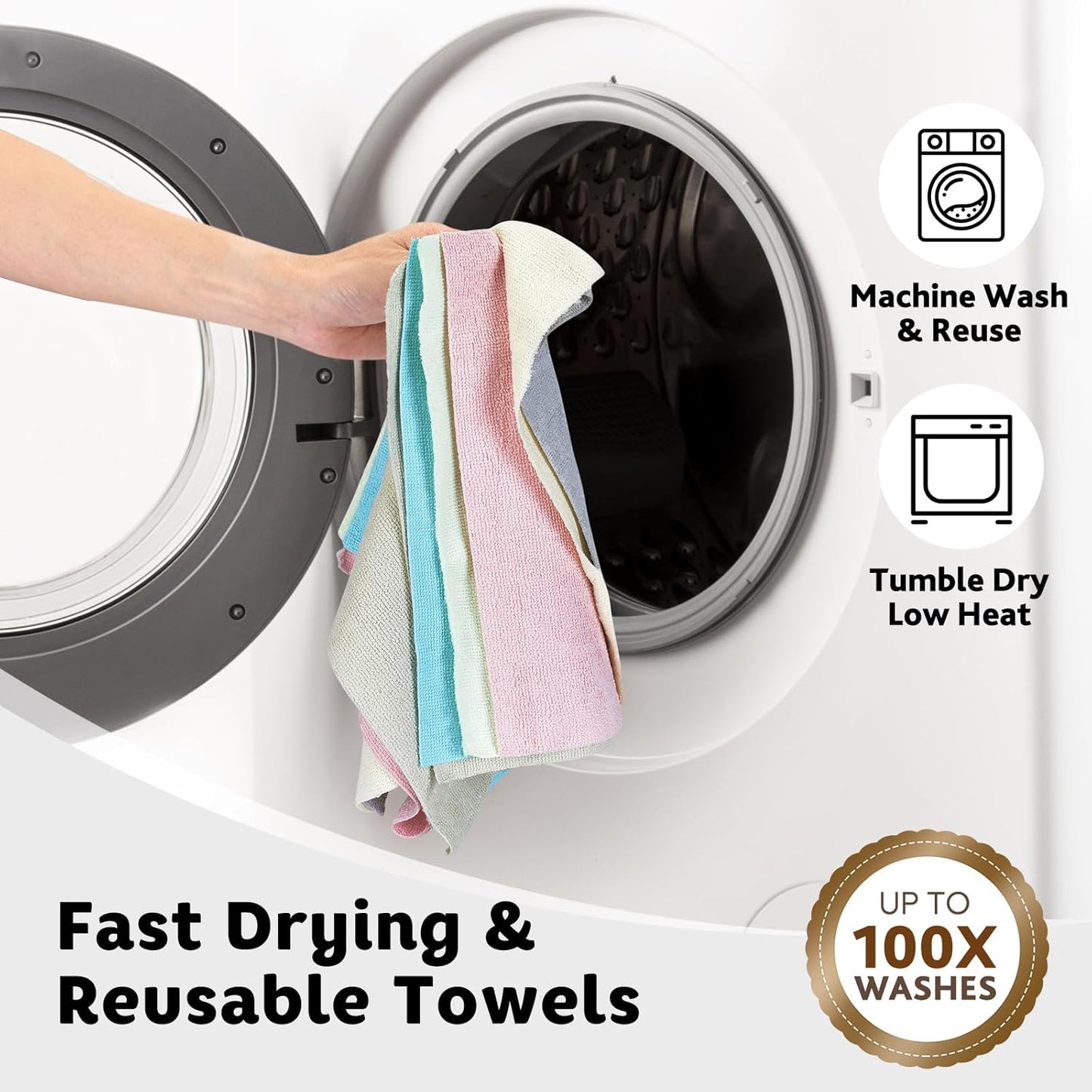 Matthew Microfiber Cleaning Cloth Roll 72Pack (12" x 12") Reusable Paper Towels&Washable Tear Away Towels,Ultra Water Absorbent Lint&Streak Free Cleaning Rags for Glass,Dishwash,Bathroom,Cars-Yellow