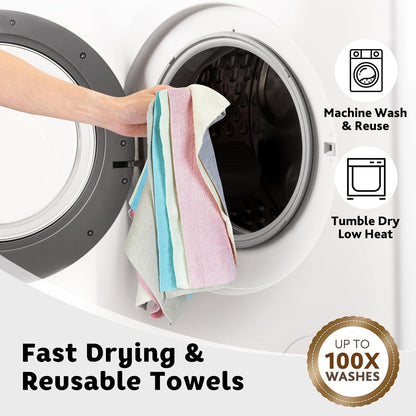 Matthew Microfiber Cleaning Cloth Roll 72Pack (12" x 12") Reusable Paper Towels&Washable Tear Away Towels,Ultra Water Absorbent Lint&Streak Free Cleaning Rags for Glass,Dishwash,Bathroom,Cars-Yellow
