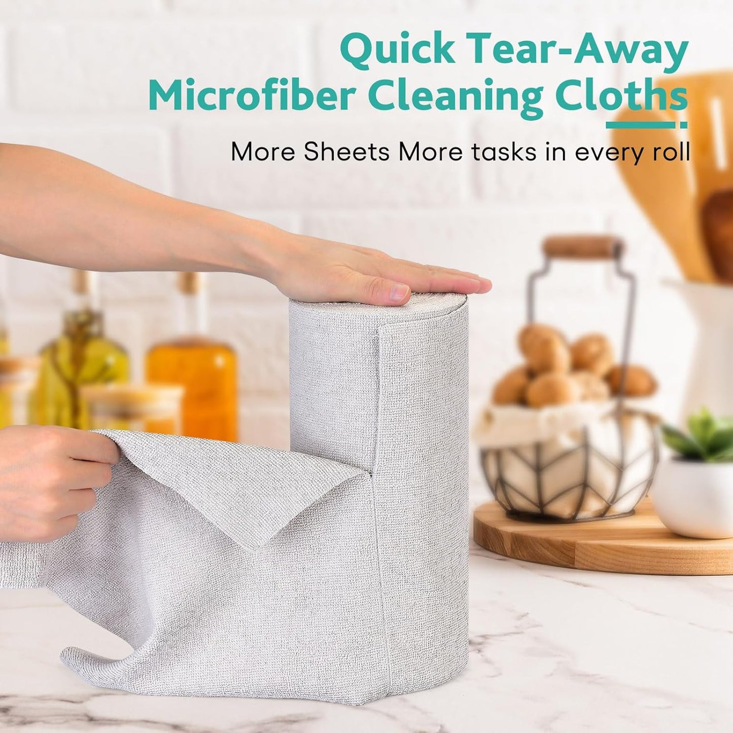 Matthew Microfiber Cleaning Cloth Roll 72Pack (12" x 12") Reusable Paper Towels&Washable Tear Away Towels,Ultra Water Absorbent Lint&Streak Free Cleaning Rags for Glass,Dishwash,Bathroom,Cars-Yellow