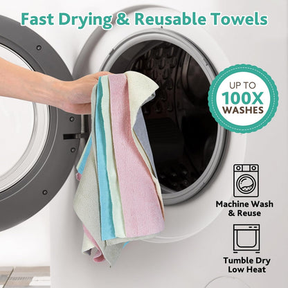 Matthew Microfiber Cleaning Cloth Roll 72Pack (12" x 12") Reusable Paper Towels&Washable Tear Away Towels,Ultra Water Absorbent Lint&Streak Free Cleaning Rags for Glass,Dishwash,Bathroom,Cars-Yellow