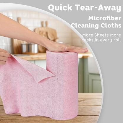 Matthew Microfiber Cleaning Cloth Roll 72Pack (12" x 12") Reusable Paper Towels&Washable Tear Away Towels,Ultra Water Absorbent Lint&Streak Free Cleaning Rags for Glass,Dishwash,Bathroom,Cars-Yellow