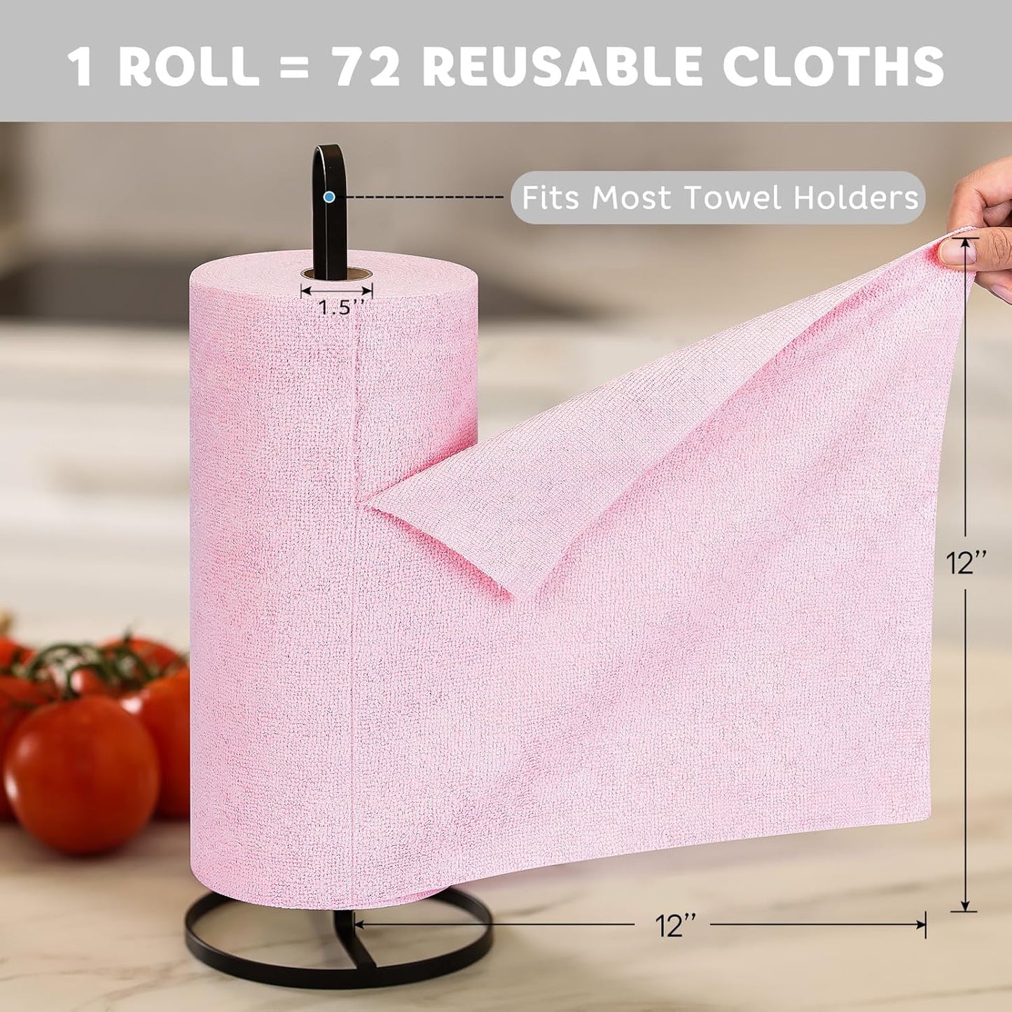 Matthew Microfiber Cleaning Cloth Roll 72Pack (12" x 12") Reusable Paper Towels&Washable Tear Away Towels,Ultra Water Absorbent Lint&Streak Free Cleaning Rags for Glass,Dishwash,Bathroom,Cars-Yellow