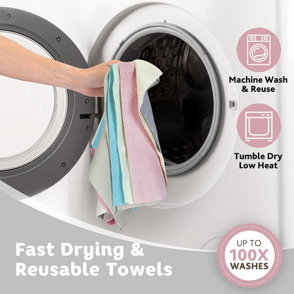 Matthew Microfiber Cleaning Cloth Roll 72Pack (12" x 12") Reusable Paper Towels&Washable Tear Away Towels,Ultra Water Absorbent Lint&Streak Free Cleaning Rags for Glass,Dishwash,Bathroom,Cars-Yellow