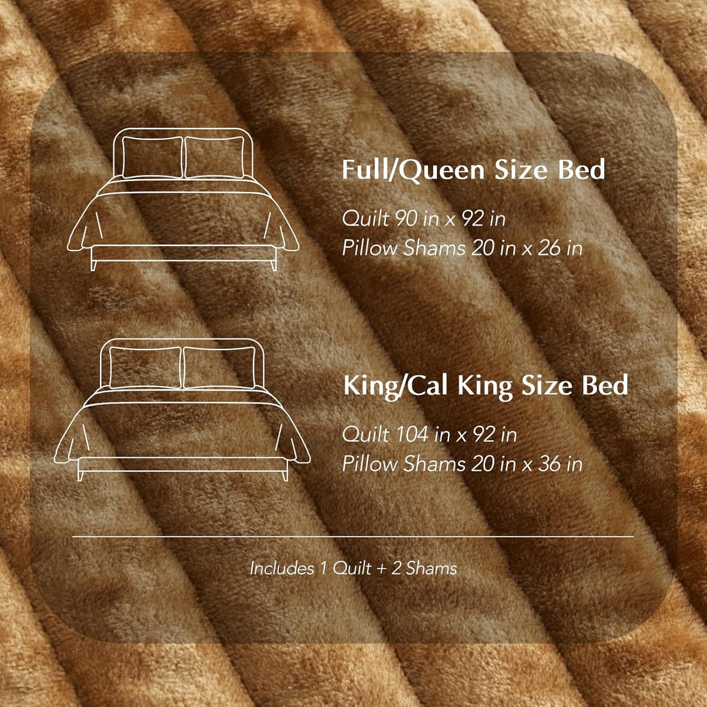 Velvet Quilt Set King Size, Luxurious Soft Striped Channel Bedding Set, Lightweight Velvet Comforter for All Season, Oversized Bedspread Coverlet with 2 Matching Shams, Gold Yellow