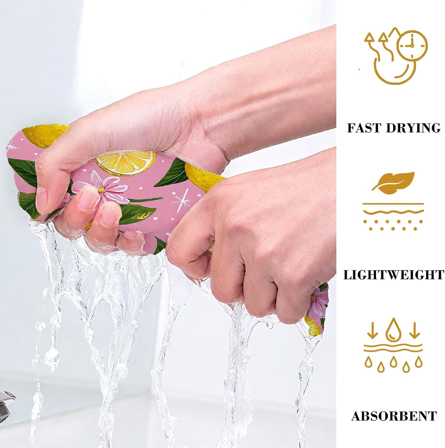 Pink Lemon Fruit Botanical Hand Towels for Bathroom Set of 2,Soft Absorbent Waffle Weave Kitchen Towels Dish Towel,Decorative Bathroom Towel for Kitchen Yoga Home Decor 16X24 Inch