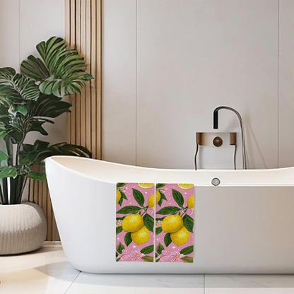 Pink Lemon Fruit Botanical Hand Towels for Bathroom Set of 2,Soft Absorbent Waffle Weave Kitchen Towels Dish Towel,Decorative Bathroom Towel for Kitchen Yoga Home Decor 16X24 Inch