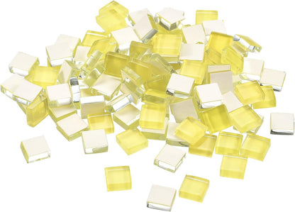 Mosaic Tiles, Micro Glass Tiny Mini Mosaic Tile DIY Hobbies Handmade Crystal Free Stone Craft Material Creativity (Pale Yellow Pack of 110)