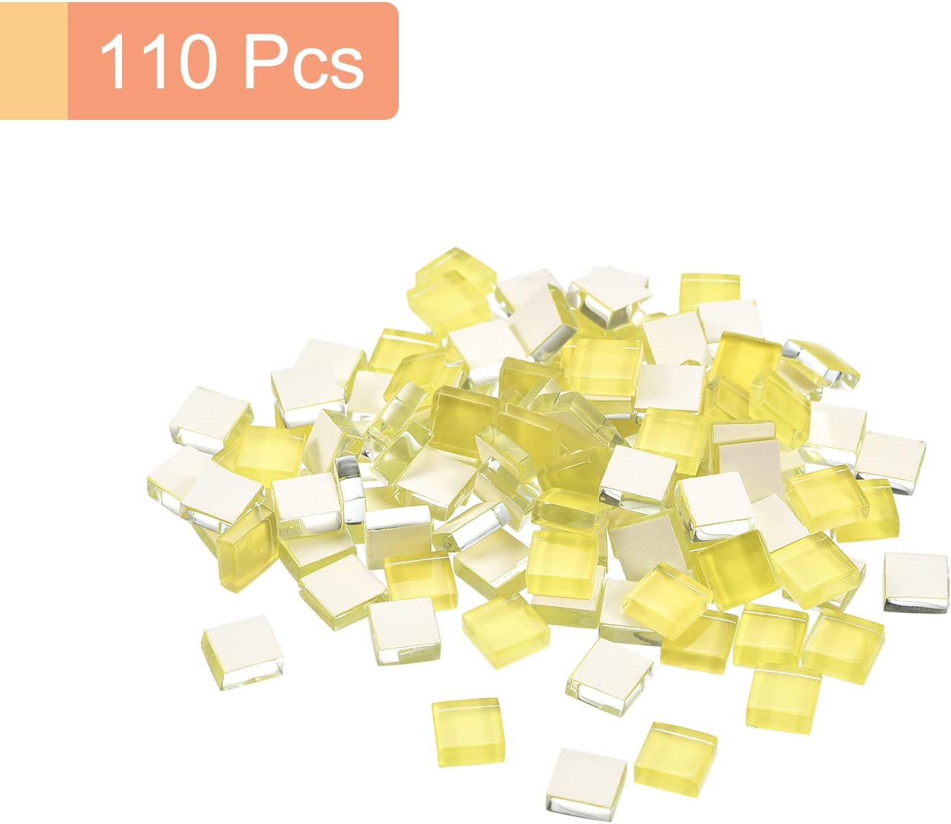 Mosaic Tiles, Micro Glass Tiny Mini Mosaic Tile DIY Hobbies Handmade Crystal Free Stone Craft Material Creativity (Pale Yellow Pack of 110)