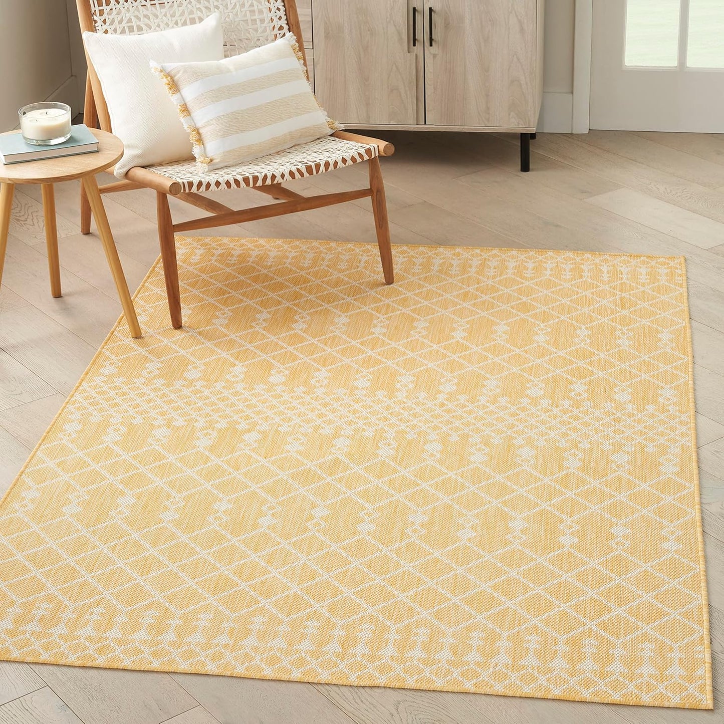 Positano Yellow 5' x 7' Area Rug - Easy Clean, Non Shedding, Bed Room, Living Room, Dining Room, Kitchen (5' x 7')