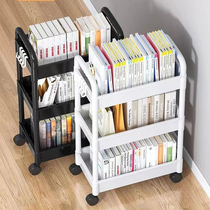 3 Tier Rolling Storage Cart Organizer for Kitchen Bathroom Shelving Unit with Bathroom Shower Holder