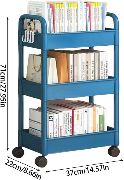 3 Tier Rolling Storage Cart Organizer for Kitchen Bathroom Shelving Unit with Bathroom Shower Holder