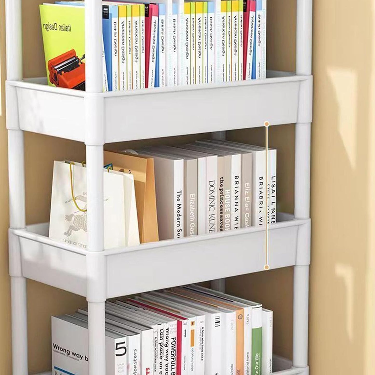 3 Tier Rolling Storage Cart Organizer for Kitchen Bathroom Shelving Unit with Bathroom Shower Holder