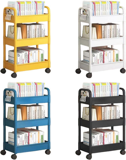 3 Tier Rolling Storage Cart Organizer for Kitchen Bathroom Shelving Unit with Bathroom Shower Holder