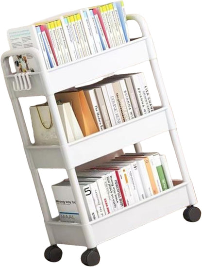 3 Tier Rolling Storage Cart Organizer for Kitchen Bathroom Shelving Unit with Bathroom Shower Holder
