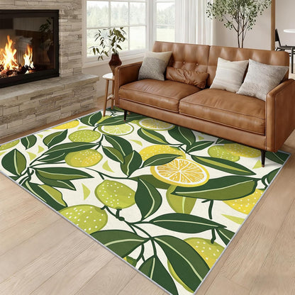 Lemon Rug - Lemon Slice Rugs for Living Room, 3x4 Area Rugs for Bedroom Accessories, Washable Low Pile Non Slip Carpet, Fruit Lime Home Decor