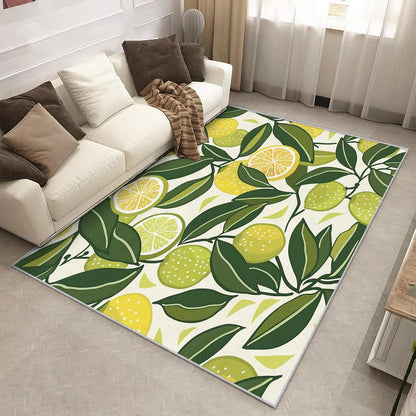Lemon Rug - Lemon Slice Rugs for Living Room, 3x4 Area Rugs for Bedroom Accessories, Washable Low Pile Non Slip Carpet, Fruit Lime Home Decor