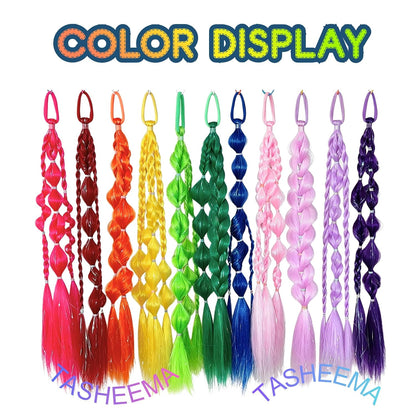 Yellow Hair Extensions for Braids Ponytail Extension 2 Packs, 20 inch Crazy Hair Day Accessories for Women, DIY Festival Wacky Rave Braids,Tinsel Mixed