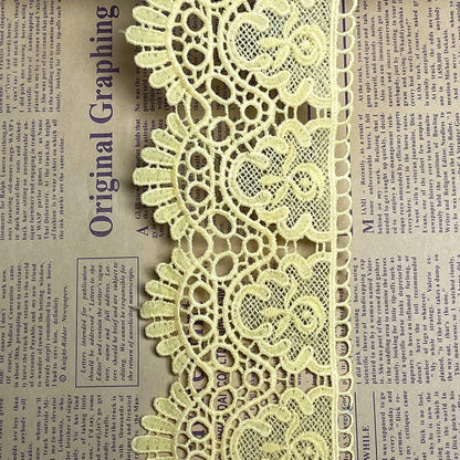 9CM Width Europe Crown Pattern Inelastic Embroidery Lace Trim,Curtain Tablecloth Slipcover Bridal DIY Clothing/Accessories.(2 Yards in one Package)(Yellow)