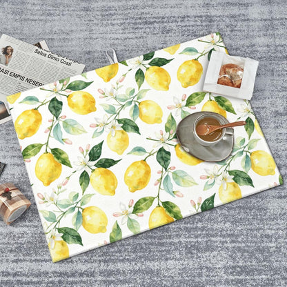 Lemon Dish Drying Mat For Kitchen Counter 18 X 24 In, Microfiber Absorbent Dish Drainer Mat With Hanging Loop Reversible Dish Drainer Mats Countertops Protector Pad Kitchen Accessories