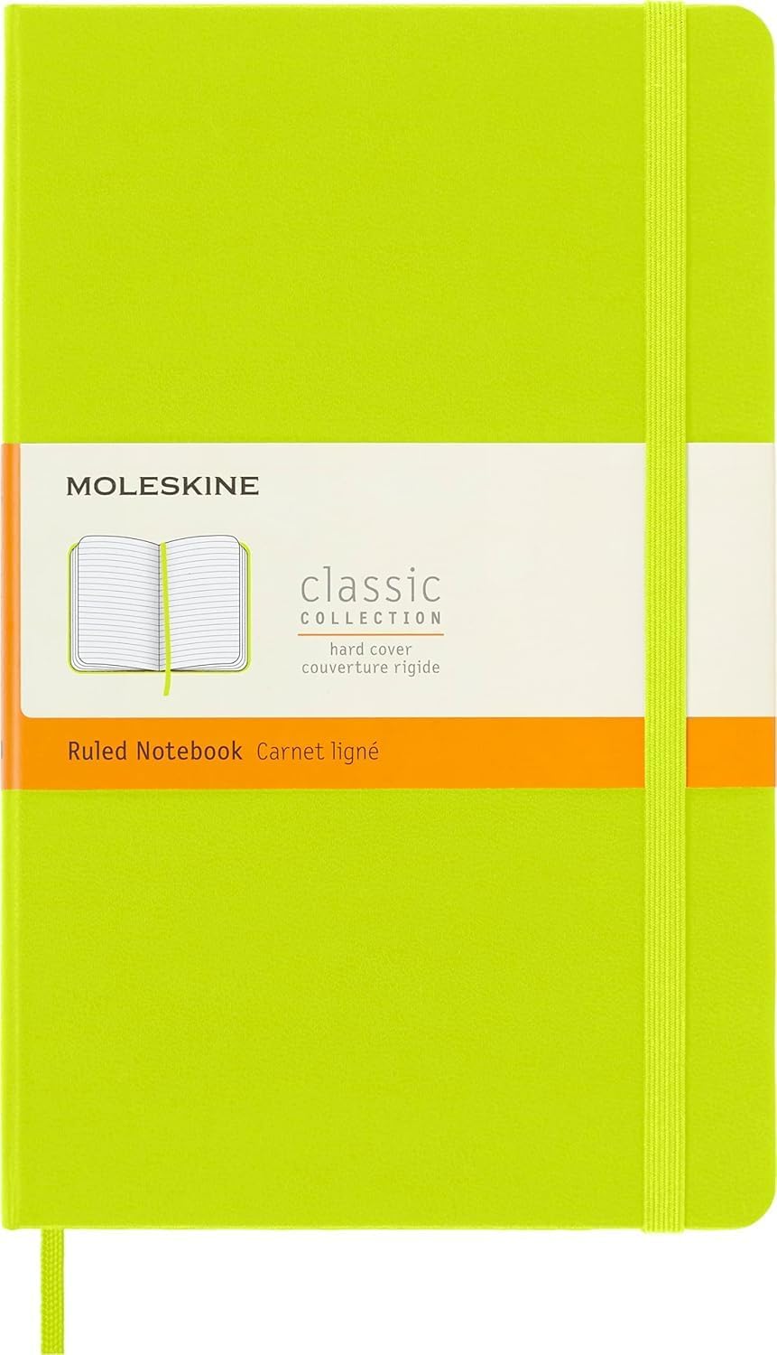 Classic Notebook, Hard Cover, Ruled/Lined, Large (5" x 8.25"), Lemon Green, 240 Pages