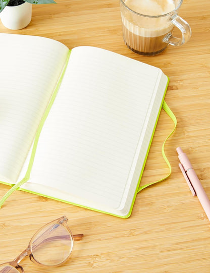 Classic Notebook, Hard Cover, Ruled/Lined, Large (5" x 8.25"), Lemon Green, 240 Pages