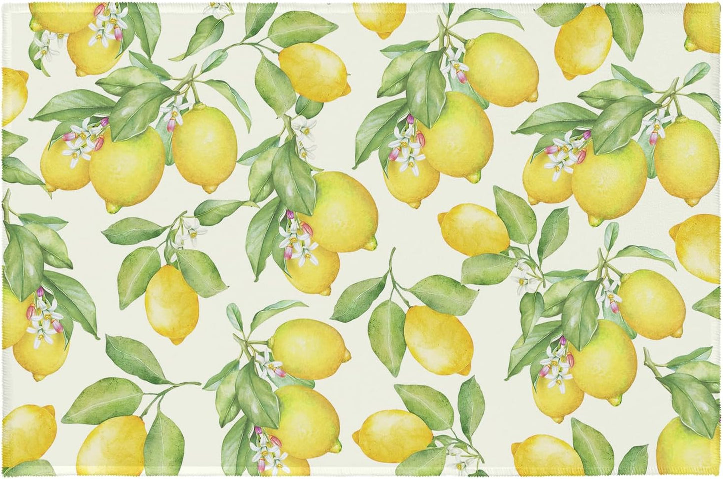 Lemon Decorative Area Rug 2x3 Spring Summer Yellow Fruit Green Leaf Floral Front Door Mat Indoor Outdoor Non-Slip Small Entryway Throw Rugs for Kitchen Bathroom Living Room Bedroom