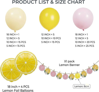 Pink Lemonade Party Decorations - Pink and Yellow Balloon Arch Kit with Lemon Foil Balloons and Banner for Lemon Baby Shower Summer Birthday Bridal Shower Party Decor