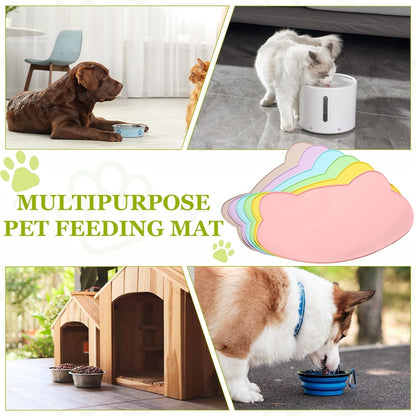 Cat Food Mat, 17x10 Inch Silicone Pet Feeding Mat Non-Slip Cat Shaped Waterproof Dog Water Bowl Tray Raised Edge Protects Floors (Yellow), Intended for Pets Bowl/Fountain