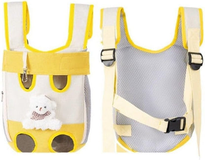 Pet Carrier Backpack, Yellow and White, Front Facing Dog Cat Sling with Mesh Breathable Design, Adjustable Straps, Hands-Free Travel Bag (Large（5kg)