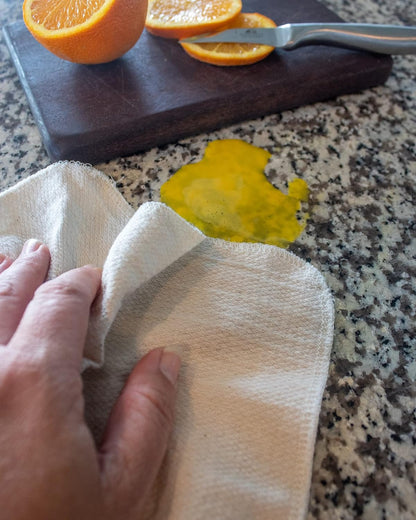 Spring Collection Reusable Paperless Towels - One Dozen washable reusable paper towels for kitchen (Lemon Bright White)