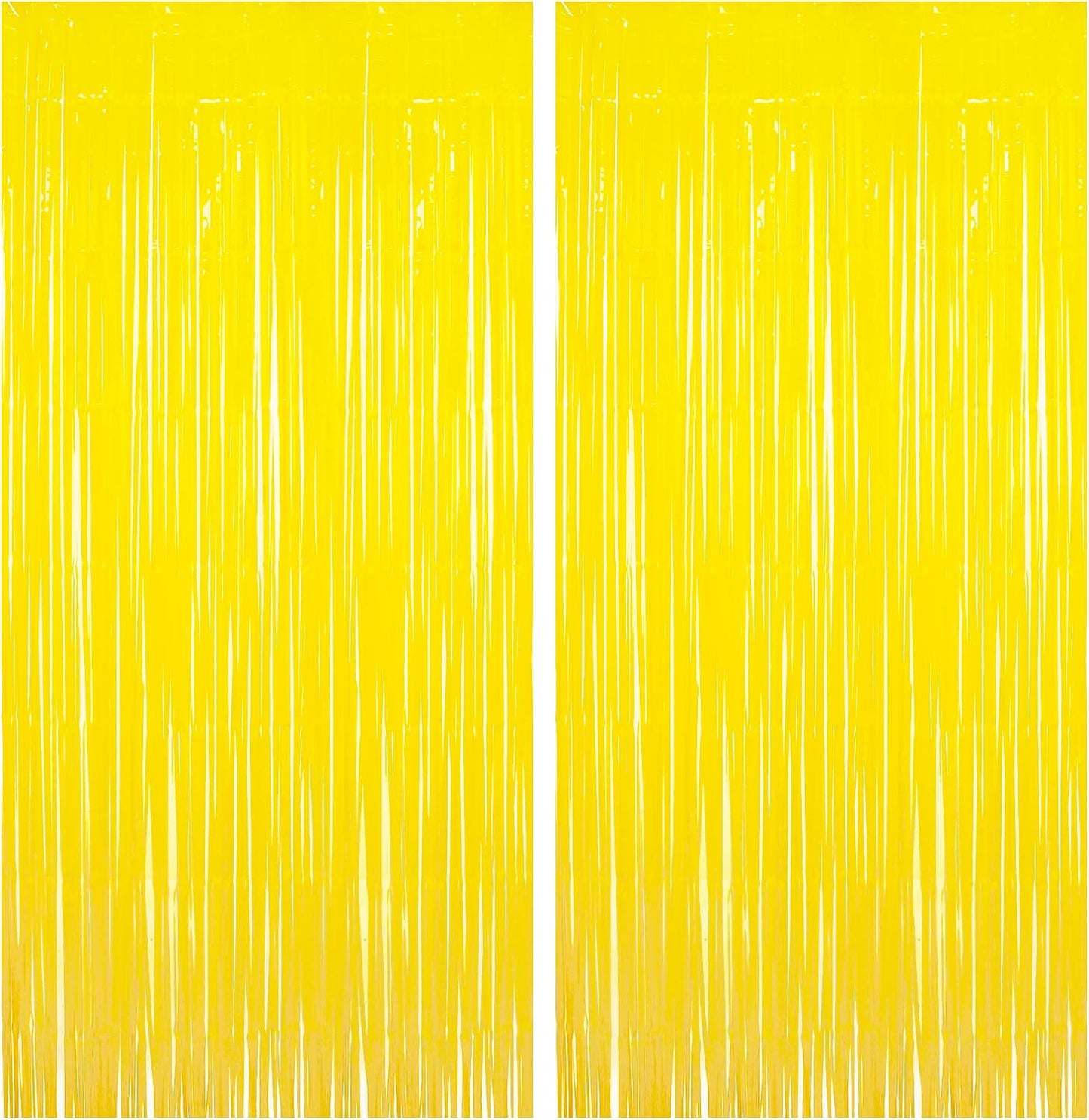 Fringe Curtain Backdrop | 2PCS | Pastel Yellow Party Decorations | 3.2x8.2ft Foil Curtains Streamers for Construction/Luau/Truck/Easter/Boy/Birthday/Lemon/Pineapples/Bee/Banana Decorations