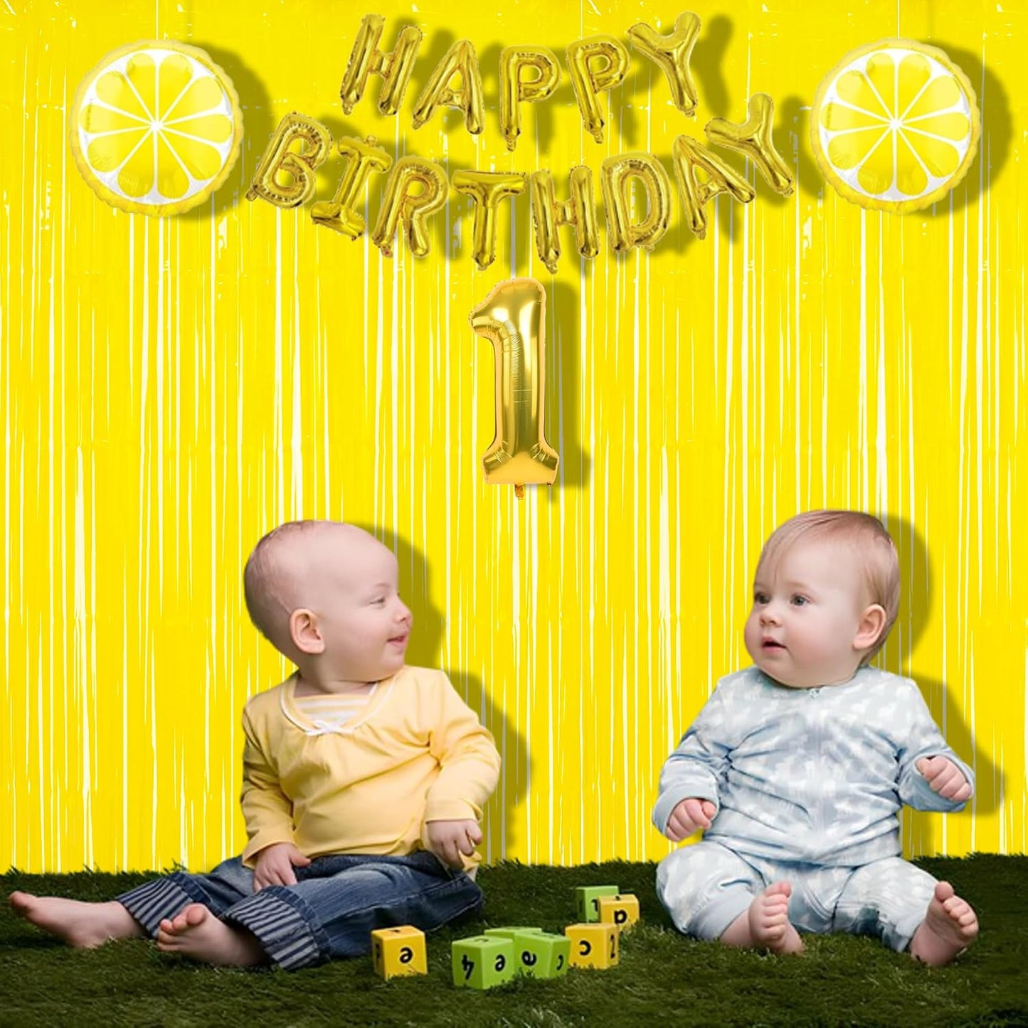 Fringe Curtain Backdrop | 2PCS | Pastel Yellow Party Decorations | 3.2x8.2ft Foil Curtains Streamers for Construction/Luau/Truck/Easter/Boy/Birthday/Lemon/Pineapples/Bee/Banana Decorations