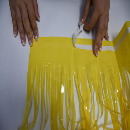 Fringe Curtain Backdrop | 2PCS | Pastel Yellow Party Decorations | 3.2x8.2ft Foil Curtains Streamers for Construction/Luau/Truck/Easter/Boy/Birthday/Lemon/Pineapples/Bee/Banana Decorations