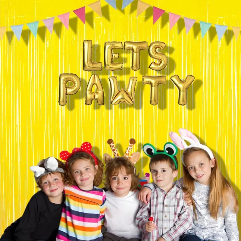 Fringe Curtain Backdrop | 2PCS | Pastel Yellow Party Decorations | 3.2x8.2ft Foil Curtains Streamers for Construction/Luau/Truck/Easter/Boy/Birthday/Lemon/Pineapples/Bee/Banana Decorations