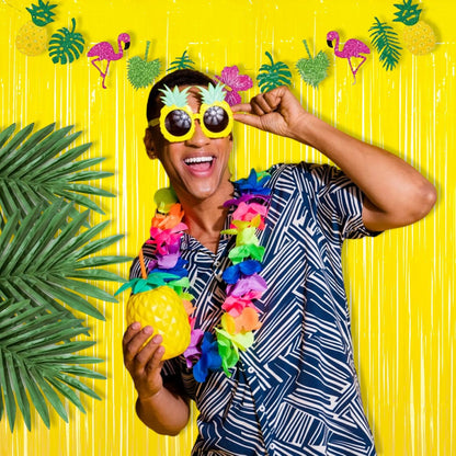 Fringe Curtain Backdrop | 2PCS | Pastel Yellow Party Decorations | 3.2x8.2ft Foil Curtains Streamers for Construction/Luau/Truck/Easter/Boy/Birthday/Lemon/Pineapples/Bee/Banana Decorations