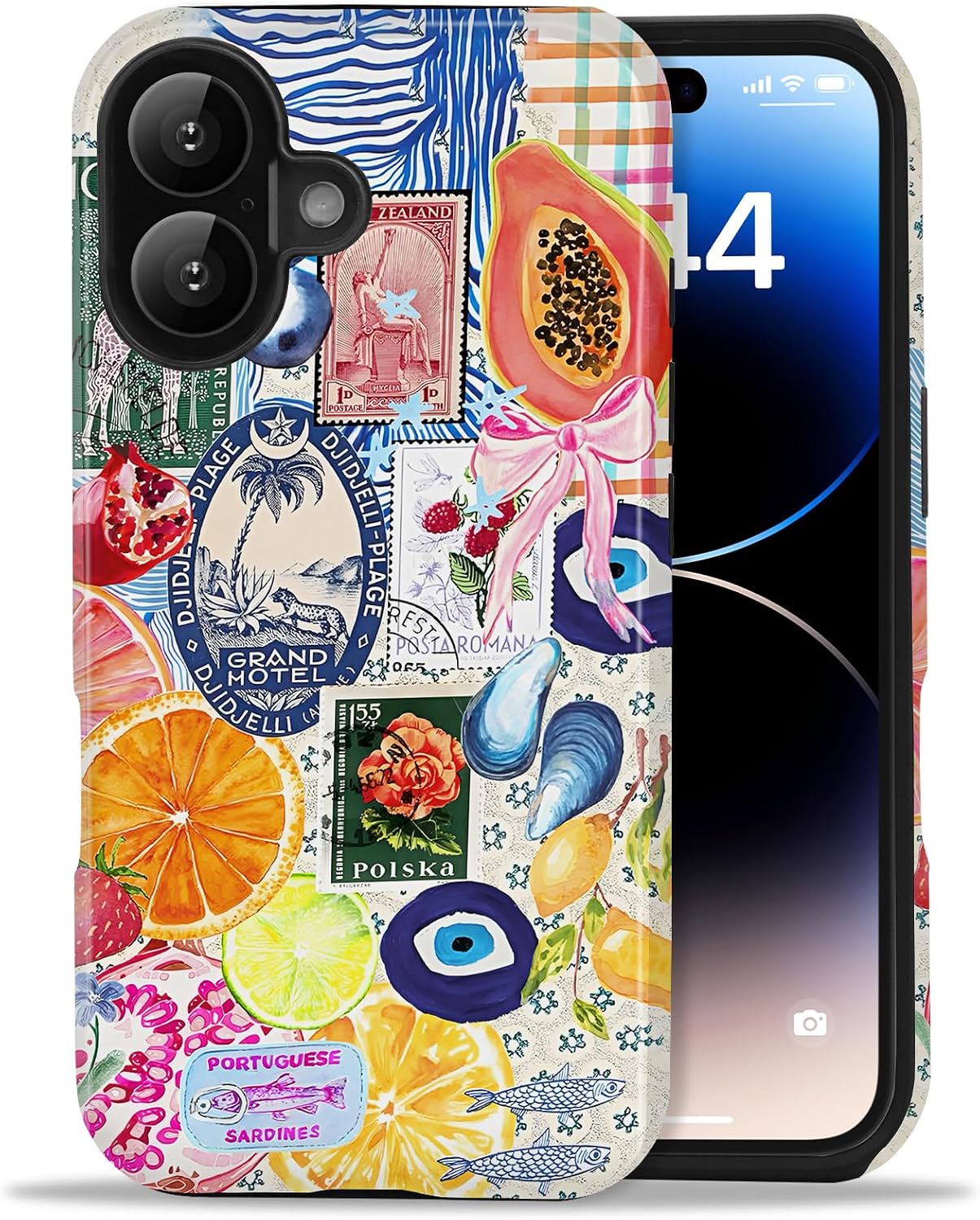 for iPhone 16 Case Summer Fruit Lemon Collage Phone Case | Aesthetic Summer Phone Case Cute Fruit Lemon European Collage Women, Scratch Resistant Shockproof Protective Girly Case