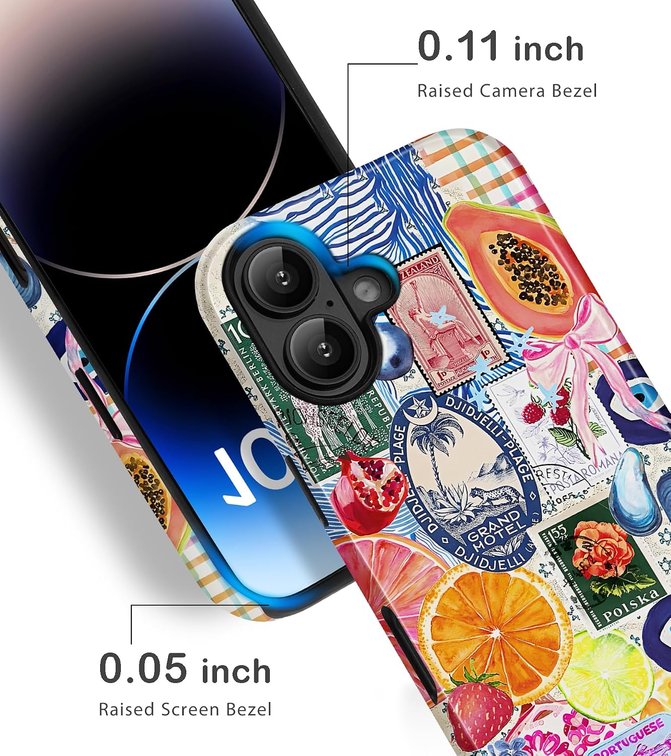 for iPhone 16 Case Summer Fruit Lemon Collage Phone Case | Aesthetic Summer Phone Case Cute Fruit Lemon European Collage Women, Scratch Resistant Shockproof Protective Girly Case