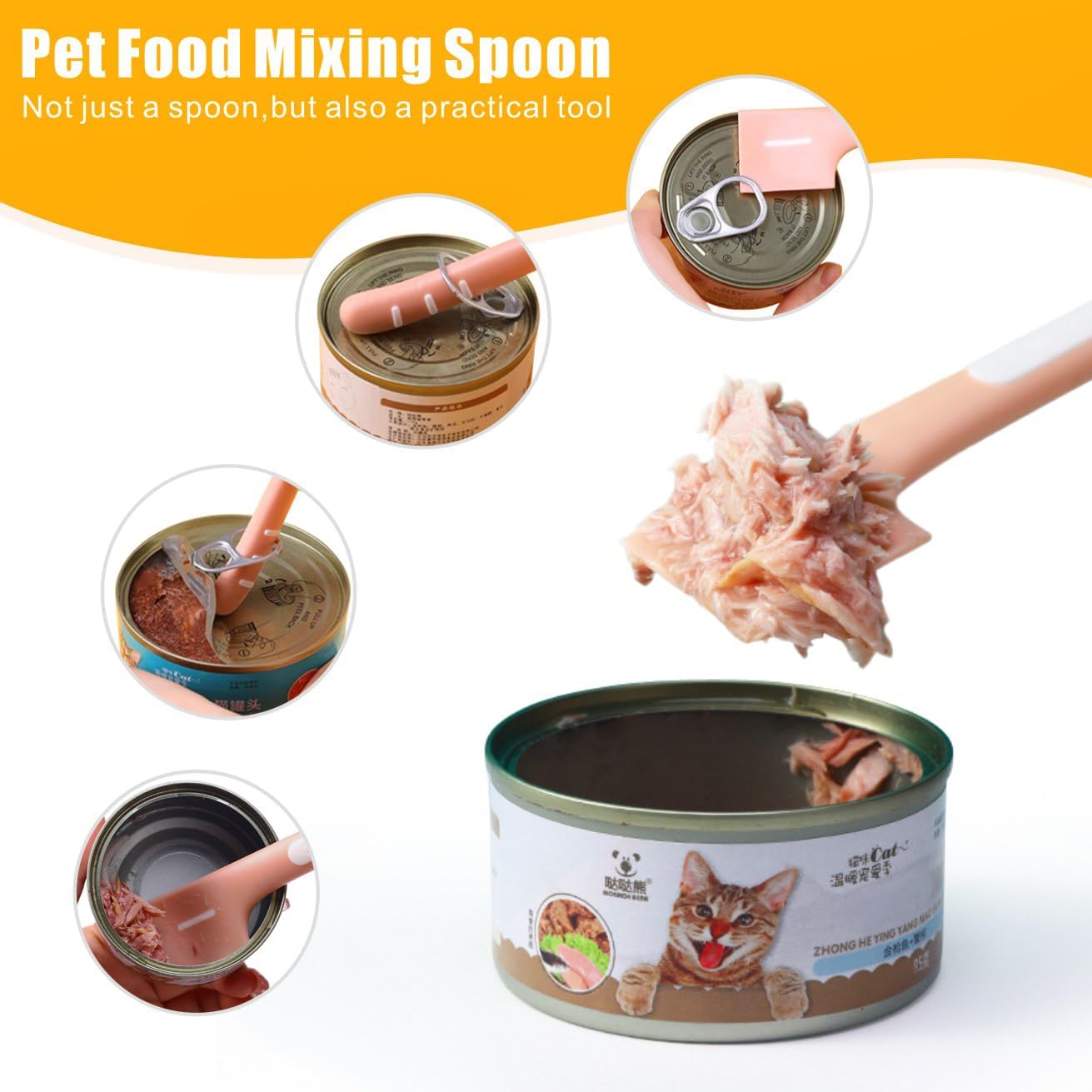 4 Pcs Cat Strip Feeders Spoon,Cute Cats Treat Squeeze Spoons Pet Food Mixing Spoon Multifunctional Lickable Treat Feeding Dispenser for Cat Liquid Snack and Wet Food(Green&White&Yellow)