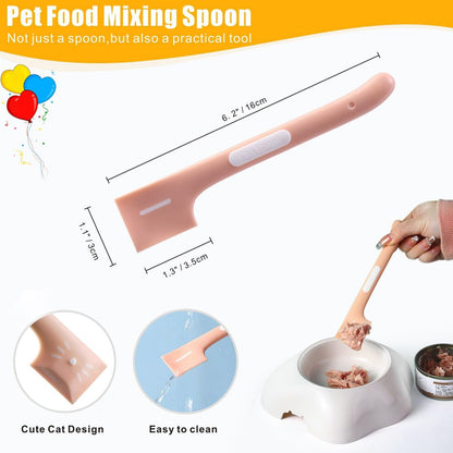 4 Pcs Cat Strip Feeders Spoon,Cute Cats Treat Squeeze Spoons Pet Food Mixing Spoon Multifunctional Lickable Treat Feeding Dispenser for Cat Liquid Snack and Wet Food(Green&White&Yellow)
