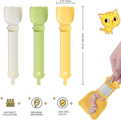 4 Pcs Cat Strip Feeders Spoon,Cute Cats Treat Squeeze Spoons Pet Food Mixing Spoon Multifunctional Lickable Treat Feeding Dispenser for Cat Liquid Snack and Wet Food(Green&White&Yellow)