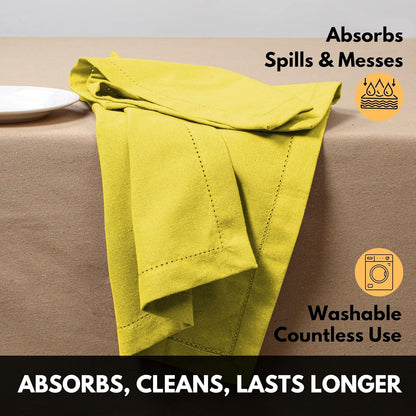 Lemon Yellow Cloth Dinner Napkins Set of 4, 18"x18", 100% Cotton Hemstitched Mitered Corner Napkin, Soft, Reusable, Washable Decorative Table Linen for Spring, Easter, Dining, Buffet