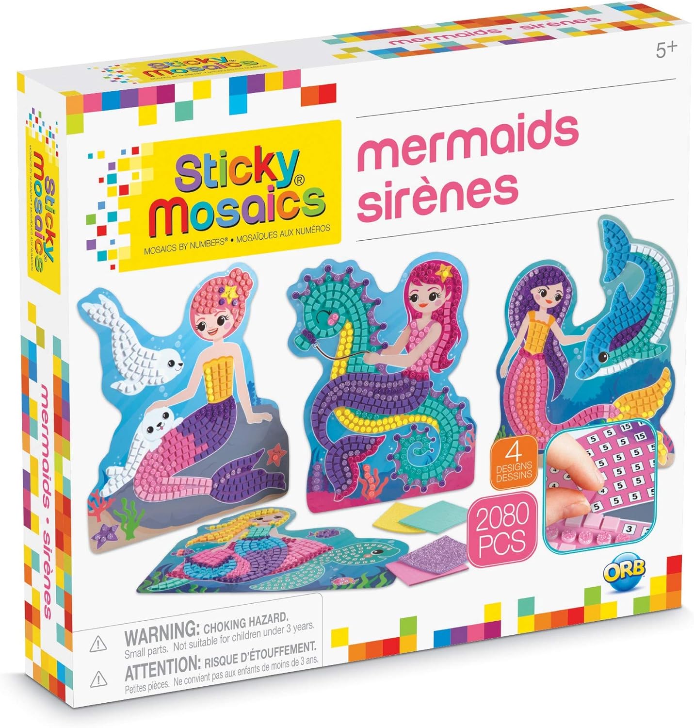 The Factory Sticky Mosaics Mermaids Blue/Yellow/Orange/Purple, 12' x 2' x 10.75'