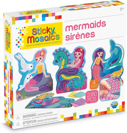 The Factory Sticky Mosaics Mermaids Blue/Yellow/Orange/Purple, 12' x 2' x 10.75'