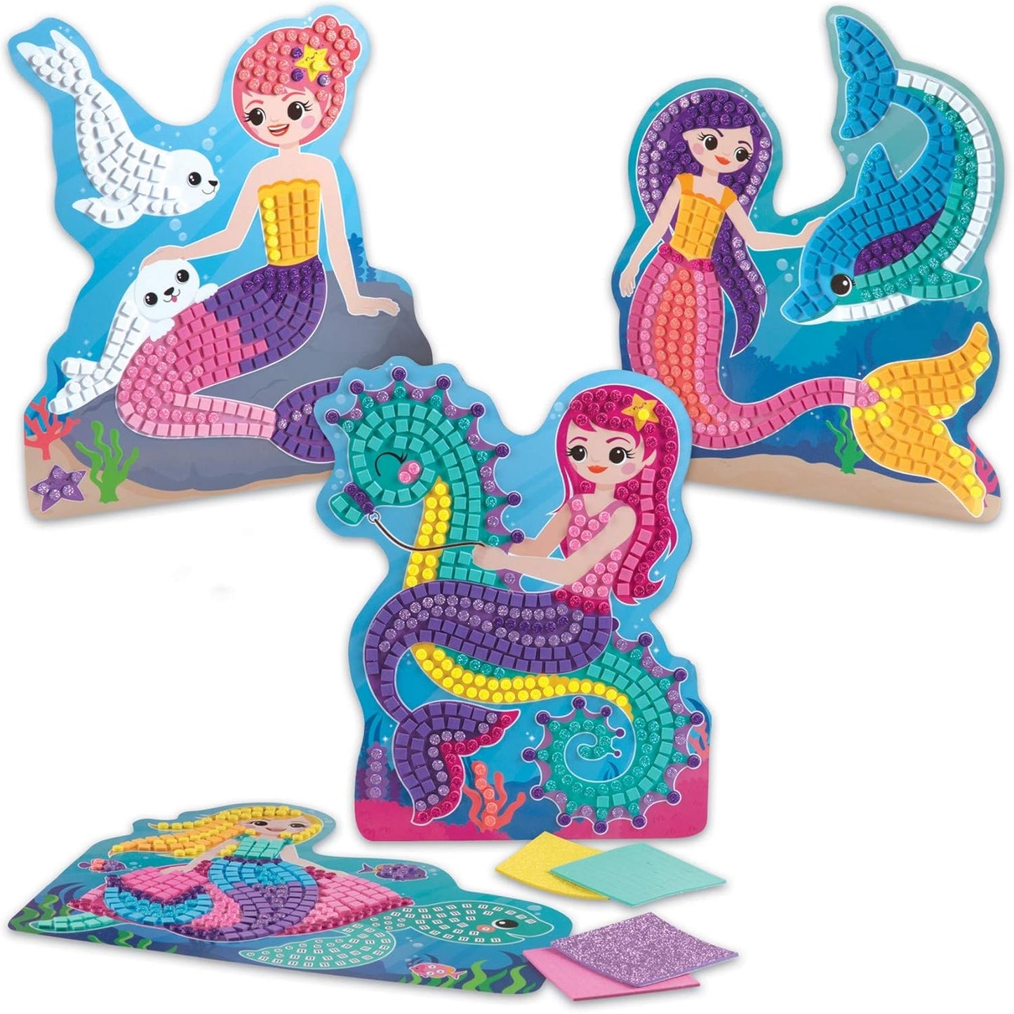 The Factory Sticky Mosaics Mermaids Blue/Yellow/Orange/Purple, 12' x 2' x 10.75'